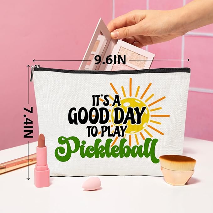 CQM Pickleball Gifts Makeup Bag Pickleball Accessories Cosmetic Bag Pickleball Zipper Pouch Pickleball Lover Gifts for Girls Women Pickleball Fans Player Coach Sister Friend Christmas Birthday Gifts