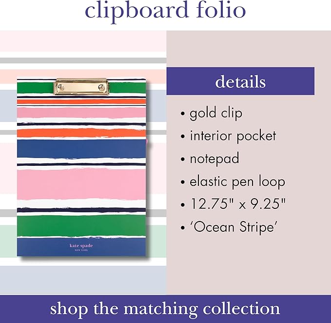 kate spade new york Clipboard Folio, Ocean Stripe