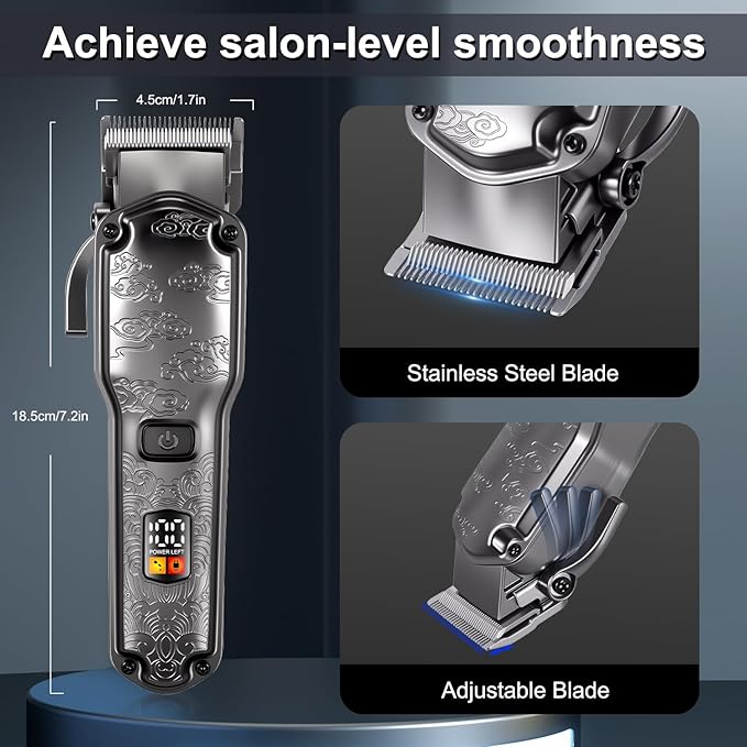 Hatteker Professional Hair Clippers for Men Beard Trimmer Clippers and Trimmer Set Waterproof T-Blade Trimmer Cordless Grooming Kit Nose Body Hair Trimmer Barber Clippers Hair Cutting Kit