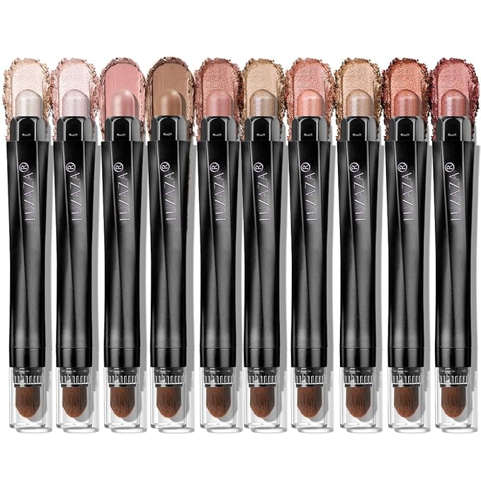 LUXAZA PRO Orange Eyeshadow Stick Makeup Set 10PCS, Neutral Shimmer And Matte Cream Eye Shadow Palette, Metallic Bronze Smoky Eyeliner Brightener Crayon Kit, Ideal Gift for Women -Stellar Pink Quartz