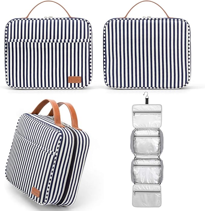 Bosidu Hanging Travel Toiletry Bag, Large Capacity Cosmetic Travel Toiletry Organizer for Women with 4 Compartments & 1 Sturdy Hook, Perfect for Daily Use/Valentines' Day