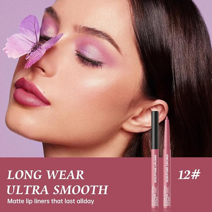 K12 Hxssll 12 Colors Matte Lip Liner Pencil – Long Lasting Waterproof Lip Liner, Smudge Proof Transfer Proof Lip Pencil, High Pigment Lip Makeup for Defining & Filling Lips (12#, 1PCS)