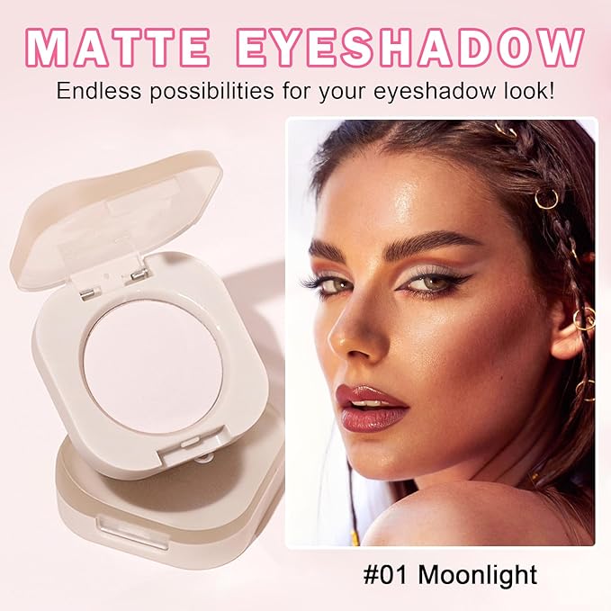 QIUFSSE Single Nude Eyeshadow,Matte Eye Shadow Primers (01 Moonlight)