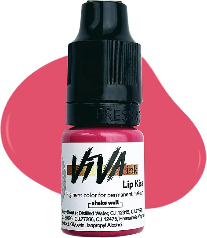VIVA INK Lip Pigment – Lip Kiss – Permanent Lip Makeup – Microblading Ink for Durable and Colorful Lips – Long Lasting Color Lip Cosmetics (0.2 oz)