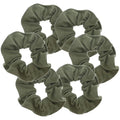 Motique Accessories Large Scrunchies for Women, Pack of 6, Olive Green