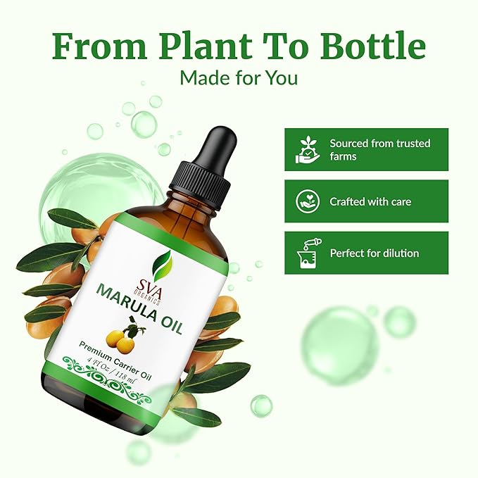 SVA Organic Marula Seed Carrier Oil with Dropper, 4 Fl Oz (118 ml)