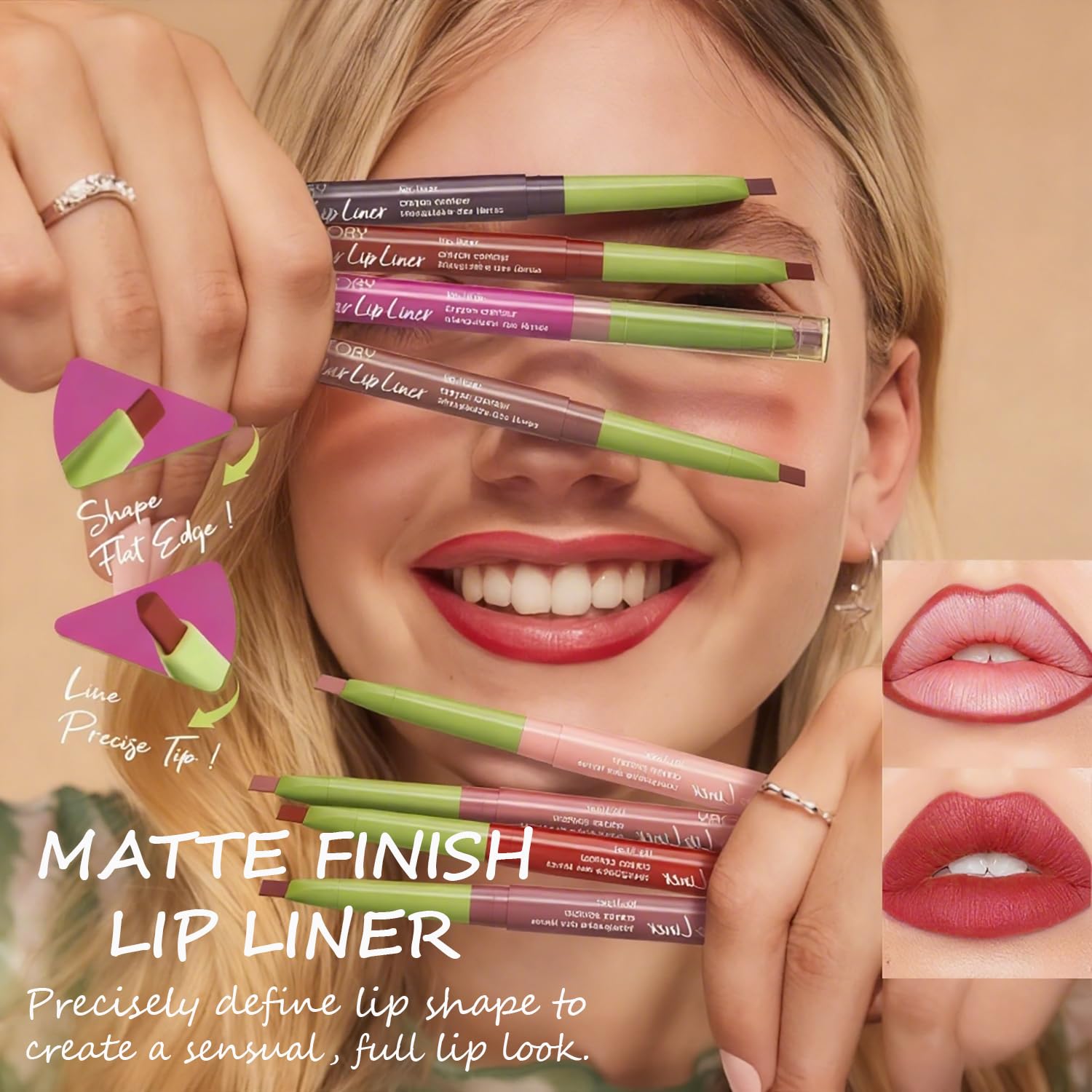 KIMIEYE Nourishing Lip Gloss with Matte Finish Lip Liner Combo Set, Clear Nude Pink Brown Long Lasting Hydrating Lip Glow Oil, High Pigmented Lightweight Lipstick Makeup for Women, #4 BROWN