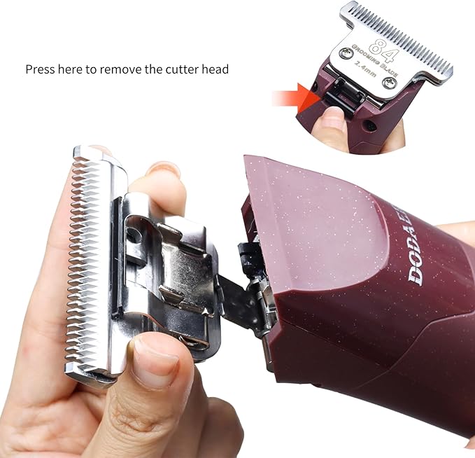 DODAER Professional Grooming Electric Corded 2-Speed Horse Clipper with Detachable Blade - Cool & Quiet Running Design - Includes Size T84 Blade for Complete Horse Grooming - Burgundy