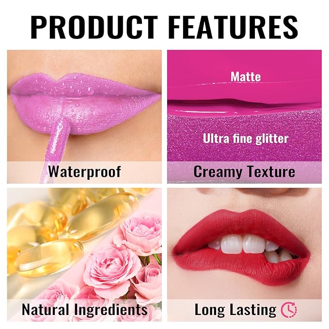 Oulac Pink Matte Lipstick for Women, Long Lasting Liquid Lip Stick High Impact Lip Gloss Full Coverage Lip Makeup with Vitamin E Waterproof Formula,Vegan M31