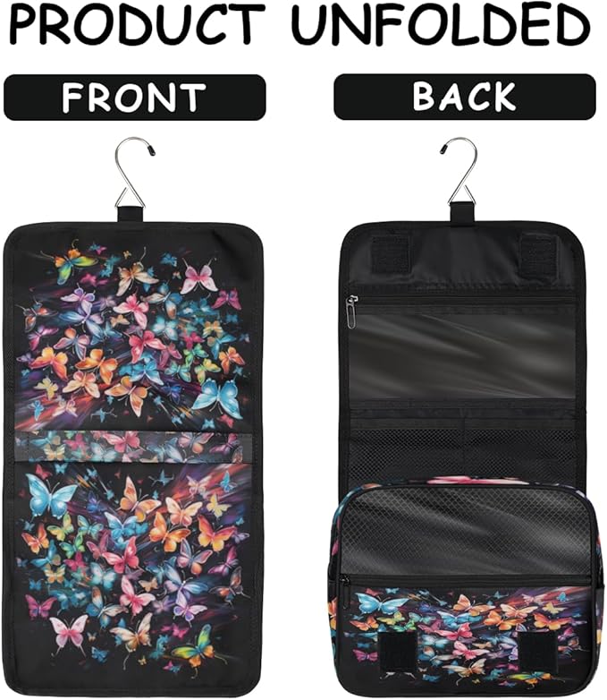Butterfly Travel Toiletry Bag Women Men Hanging Cosmetic Organizer Portable