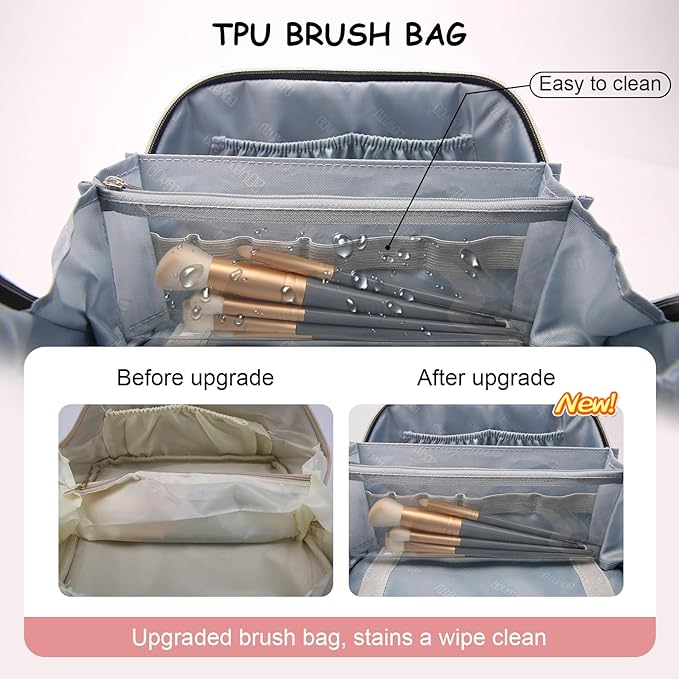 BOYATU Travel Makeup Bag for Women: Western Boho Make up Bag Set of 3 - Large Capacity Vegan Leather Cosmetic Bag - Waterproof Toiletry Bag with Compartments & Handle & Divider(J-5-Red)