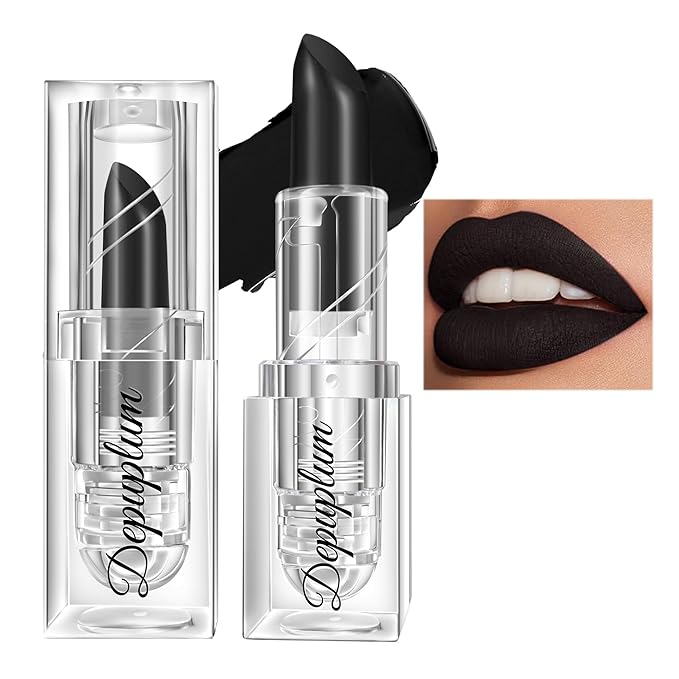Depuplum Halloween Black Lipstick Matte Goth Face Body Painting for Women