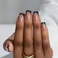 BTArtbox Press On Nails, Braveheart, Short Square, Black French Tip, 30Ct
