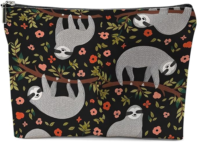 XFN Sloth Gifts Makeup Bag, Sloth Stuff Cosmetic Bag Travel Pouch, Sloths Lovers Gifts for Women Girls Daughter Sisters Coworker Best Friend Friendship Graduation Birthday