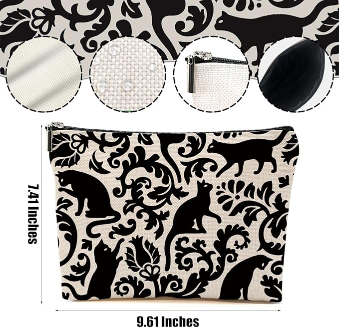Botanical Cat Makeup Bag Cats Gifts Cosmetic Bag Cat Lover Gifts for Women