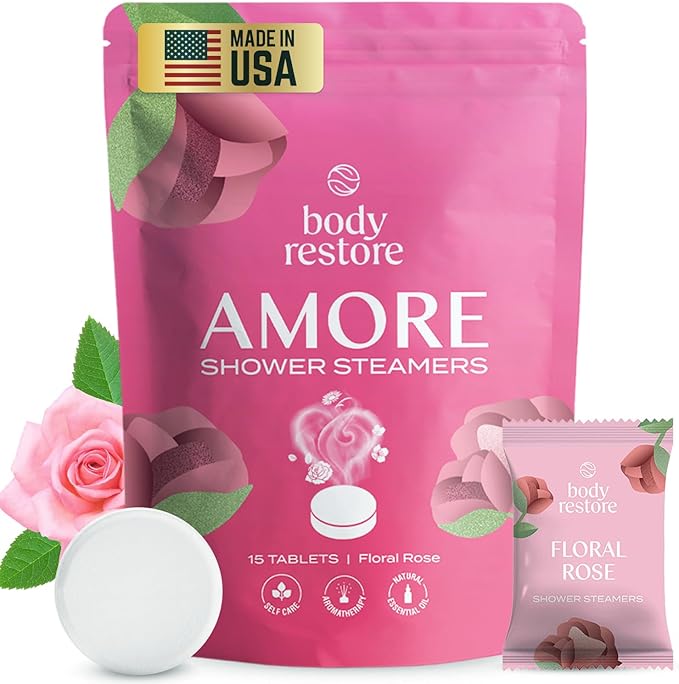 BodyRestore Shower Steamers Aromatherapy, Gifts for Women, Amore 15 Pack