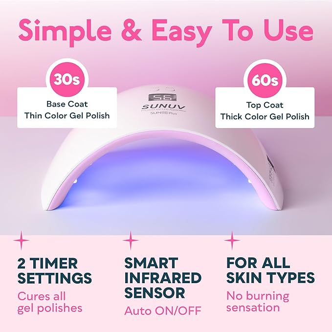 SUNUV UV LED Nail Lamp, UV Light for Gel Nail Polish Dryer SUN9Xplus Pink