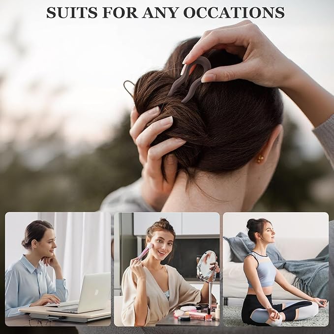 Sunolga 8PCS Prestige French Hair Pins, 5.12" Fashion French Pins Hair Styling for Women, Matte French Hairpin for Thick Fine Hair Accessories, French Twist Pin Wavy U Shaped Holiday Gifts