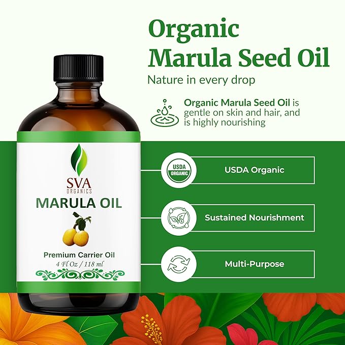 SVA Organic Marula Seed Carrier Oil with Dropper, 4 Fl Oz (118 ml)