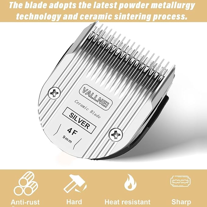 VALLNEI 5-in-1 Replacement Clipper Blade, Detachable & Adjustable Dog Grooming Blade Compatible with Wahl Arco, Bravura, Chromado, Creativa, Figura, Motion & SuperGroom (4F (2 Pack))
