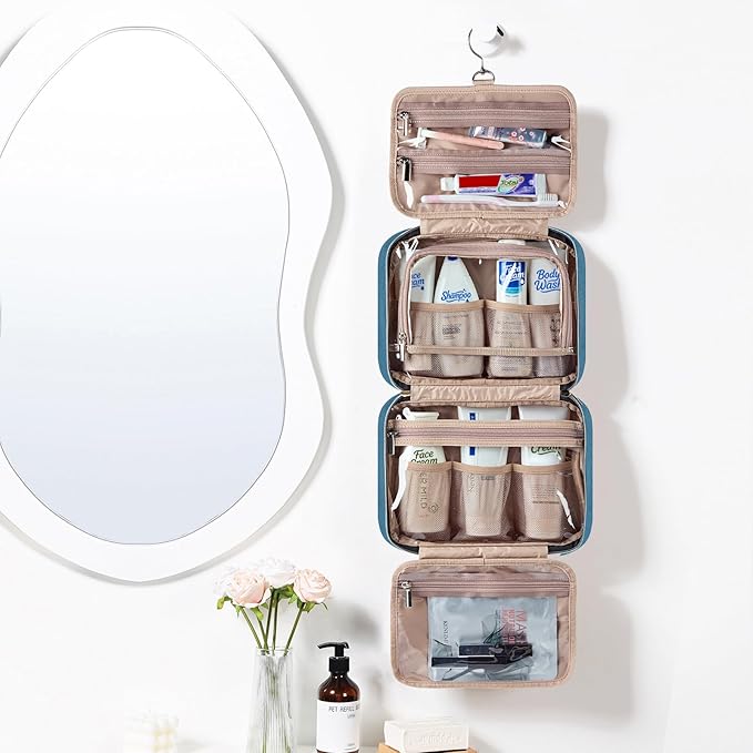 NISHEL Travel Toiletry Bag for women, Portable Hanging makeup Organizer