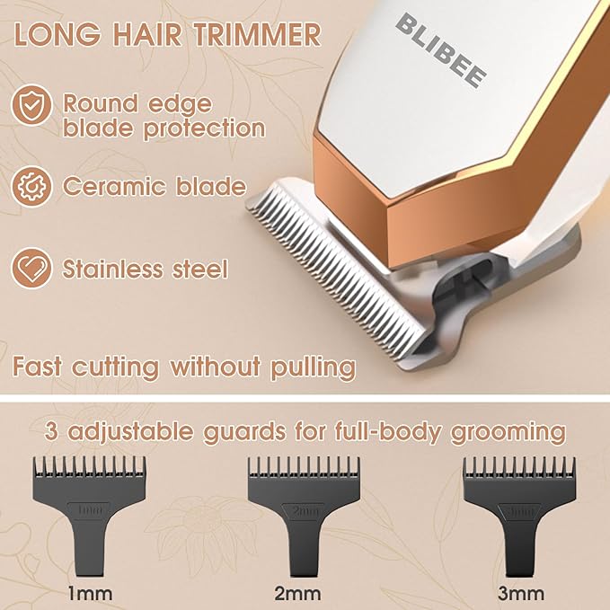BLIBEE Hair Clippers & 1 Bikini Trimmer - Waterproof Electric Clippers & 4 in 1 Bikini Trimmer Set, Deluxe Wet/Dry Body Shaver for Nose Eyebrows Beard Pubic Hair, Green