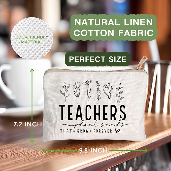 HubbgDesign Helping Little Minds Grow Makeup Bag, Best Teacher Gift, Teacher Appreciation Gift, Teachers Plant Seeds That Grow Forever, Favorite Teacher Cosmetic Bag, Teach Love Inspire Pouch Bag