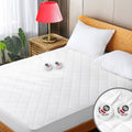 Heated Mattress Pad Queen Size Quilted Zone Heating Electric Bed Warmer Luxury Comfort Heat Mattress Pad Cover Dual Controller（12 Heat Setting | 1-12 Hours Auto Shut Off | with 8-21 Inch Deep Pocket）