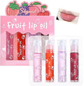 Skynest Girls Roll On Lip Gloss Set with Case, 4 Pcs Glossy Lip Make up for Kids and Teens Fruity Flavors, Kid Friendly, Party Gift, Best Friends (Pink-4, M)