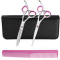 Safety Round Tip Toddler Haircut Scissors Kit - Stainless Steel 11-Piece Hair Clippers for Kids, Men, Women & Salon Use - Professional Barber Grooming Shears with Thinning & Layering Tools