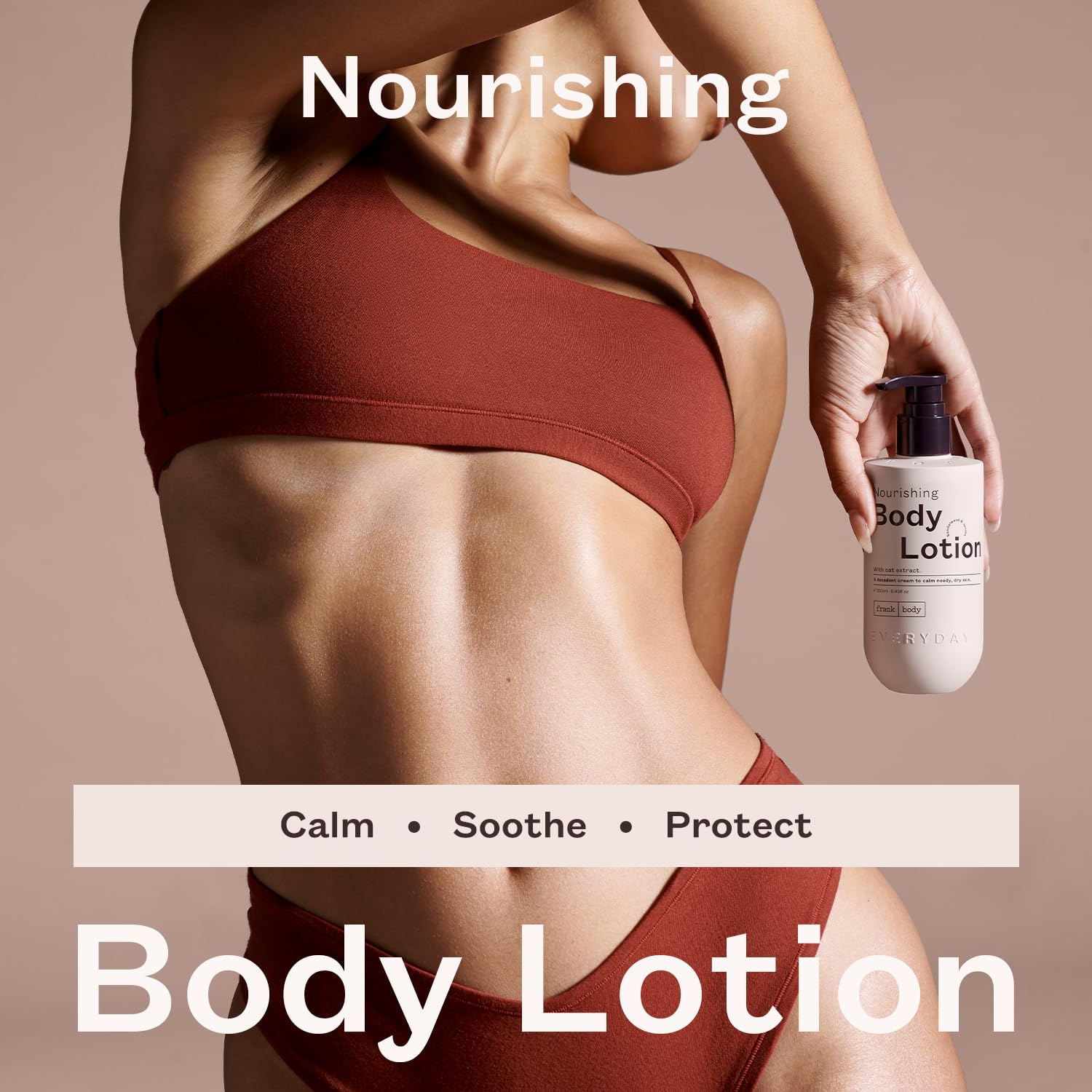 Frank Body Nourishing Body Lotion | Vegan & Cruelty Free | With Oat Extract, Avocado Oil & Squalene | Gentle, Calming and Last Hydration | Sandalwood & Vanilla Scented (250mL/ 8.45 fl oz)