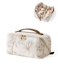 EACHY Travel Makeup Bag, Large Toiletry Bag for Women, Flat-Opening Organizer Pouch with Compartments