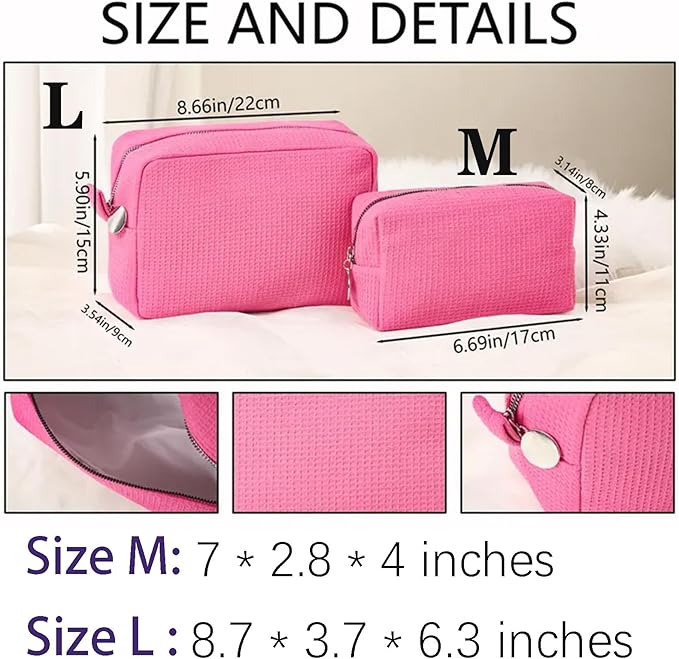 Personalized Embroidered Waffle Cosmetic Bags, Thicken Beauty Makeup Bag