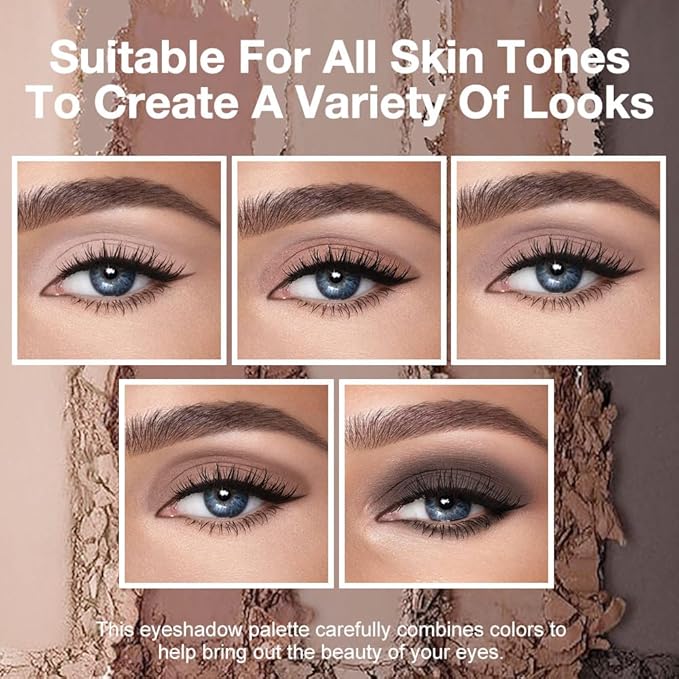 JUAAZIN 5 Colors Matte Eyeshadow Makeup Palette, 5 Natural Neutral Nude Brown Cool-Toned Nude Taupe Eyeshadow, Looks for Brown Eyes Women Finish Long Wearing Waterproof Professional Eye Makeup 06#