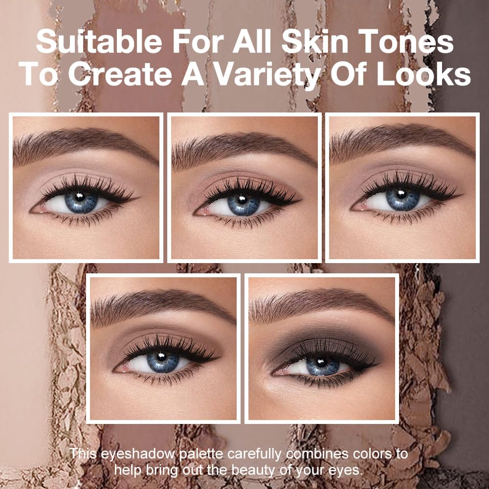 JUAAZIN 5 Colors Matte Eyeshadow Makeup Palette, 5 Natural Neutral Nude Brown Cool-Toned Nude Taupe Eyeshadow, Looks for Brown Eyes Women Finish Long Wearing Waterproof Professional Eye Makeup 06#