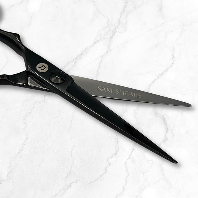 Saki Shears 7 Inch Katana Hair Cutting Scissors for Professionals - 440C Steel With Black Titanium Finish (7" Hair Cutting Shears) (Left Hand, 5.5" Set)