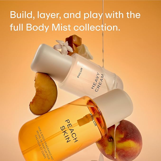 PHLUR Peach Skin Body Mist, 8 Fl Oz - Hair and Body Perfume for Women