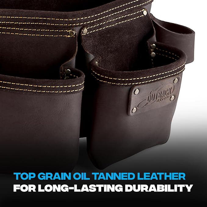 OX Pro Construction Tool Belt with Suspenders - 22-Pocket Leather Tool Belt Pouches - (XL) Made of Oil-Tanned Leather with Double-Stitching Morrales De Construccion