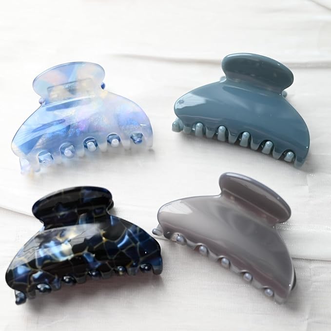 Prettyou Handmade Celluloid Acetate French Design Barrettes Tortoise Shell Claws Hair Claw Luxury Fashion Accessories Hair Clip for Women (mist blue)
