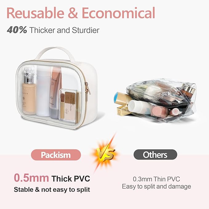 PACKISM Clear Makeup Bag - 1 Medium for Carry-on 1 Large Checked Luggage