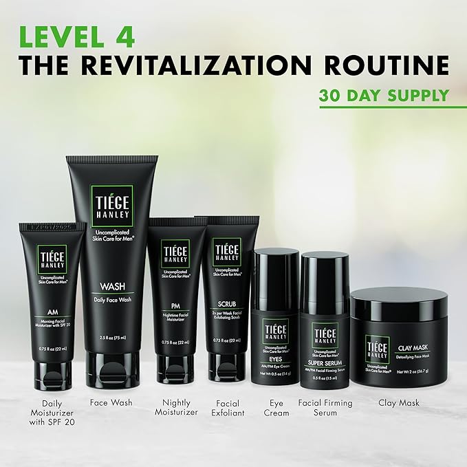 Tiege Hanley Revitalization Men's Skin Care Set, 30-Day, 7 Piece Kit