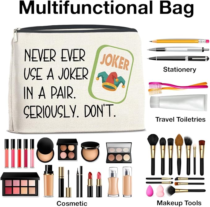 UPNEGE Funny Mahjong Gifts Makeup Bag Accessories with Zipper for Women