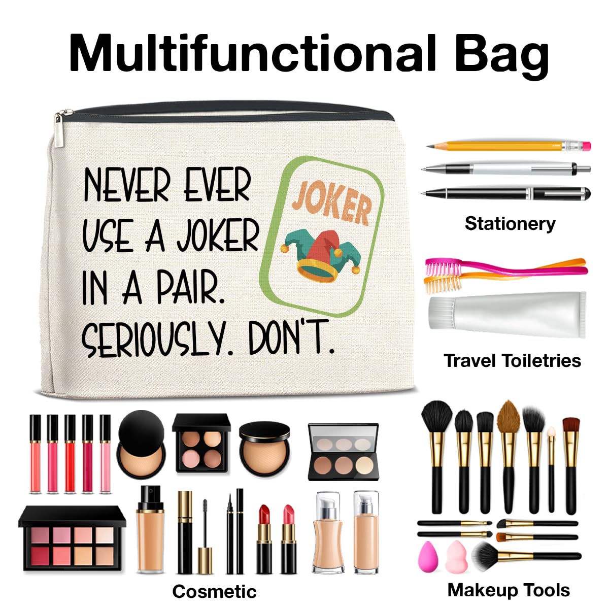 UPNEGE Funny Mahjong Gifts Makeup Bag Accessories with Zipper for Women