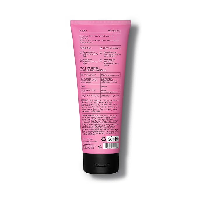 cleanjourney Divine Hydration Hair Conditioner, EWG Verified, Infused with Panthenol and Biotin, For Dry, Brittle Hair, Clean Ingredients, Vegan, Tropical Scent, 8 Fl Oz
