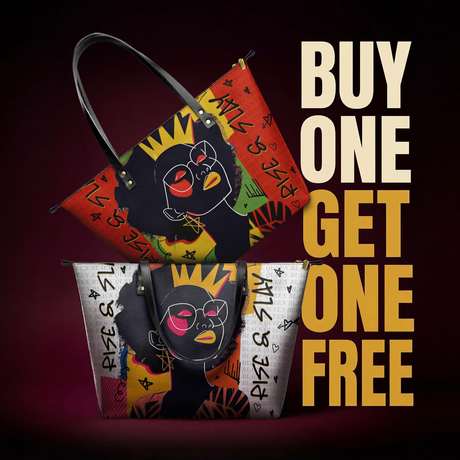 Afroyla Afrocentric Art Totebag for Black Women – Premium Leather, Work & Everyday Bag, Ideal Gift for Her on Mother's Day