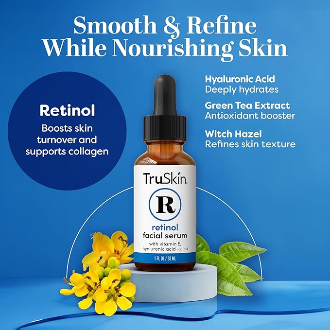 TruSkin Retinol Serum for Face with Hyaluronic Acid & Cica, 1 fl oz