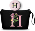 A-Z Personalized Bridesmaid Gifts, Initial Makeup Bag with Mirror, H