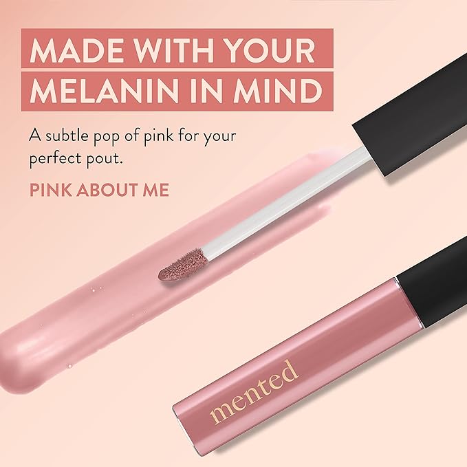 Mented Cosmetics Lip Gloss for Women Tinted Lip Balm Stain, Pink About Me