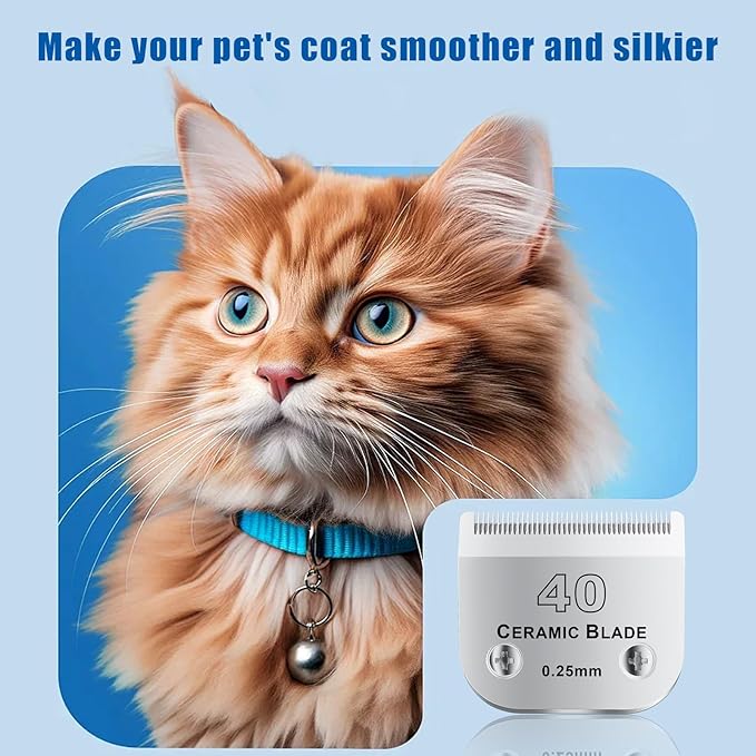 colorski 40# Detachable Pet Dog Grooming Clipper Ceramic Blade,Compatible with Andis Size 40 Cut Length 1/100"(0.25mm),Compatible with andis/wahl/Oster Dog Clippers 2PCS