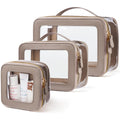 Oaque Clear Cosmetic Bag Set for Women Makeup Bag with Handle, 3 Pcs Travel Toiletry Bag Transparent Cosmetic Case Portable Make Up Organizer Bag for Essentials (Stone, Mini+S+L)